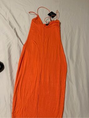 JLUXLABEL Orange Spaghetti Strap Dress